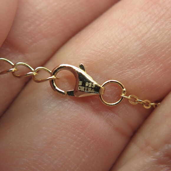 925 Sterling Silver Gold Plated Amethyst Gem Open Heart Cable Chain Necklace 18" - Picture 6 of 7